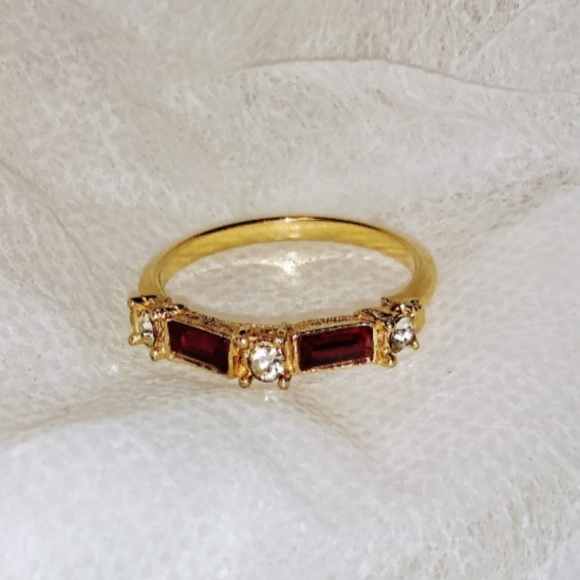 Natural Dark Garnet Thin Band Ring - Picture 15 of 16